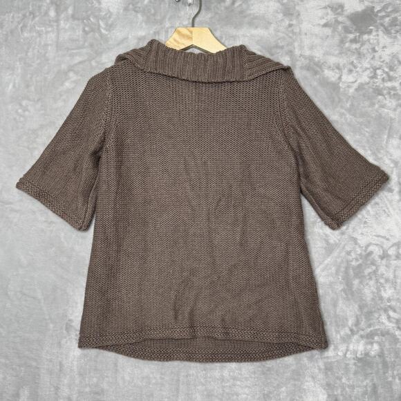 Ulla Johnson Sweater Womens Medium Brown Cable Knit Short Sleeve Shawl Collar - Picture 3 of 13